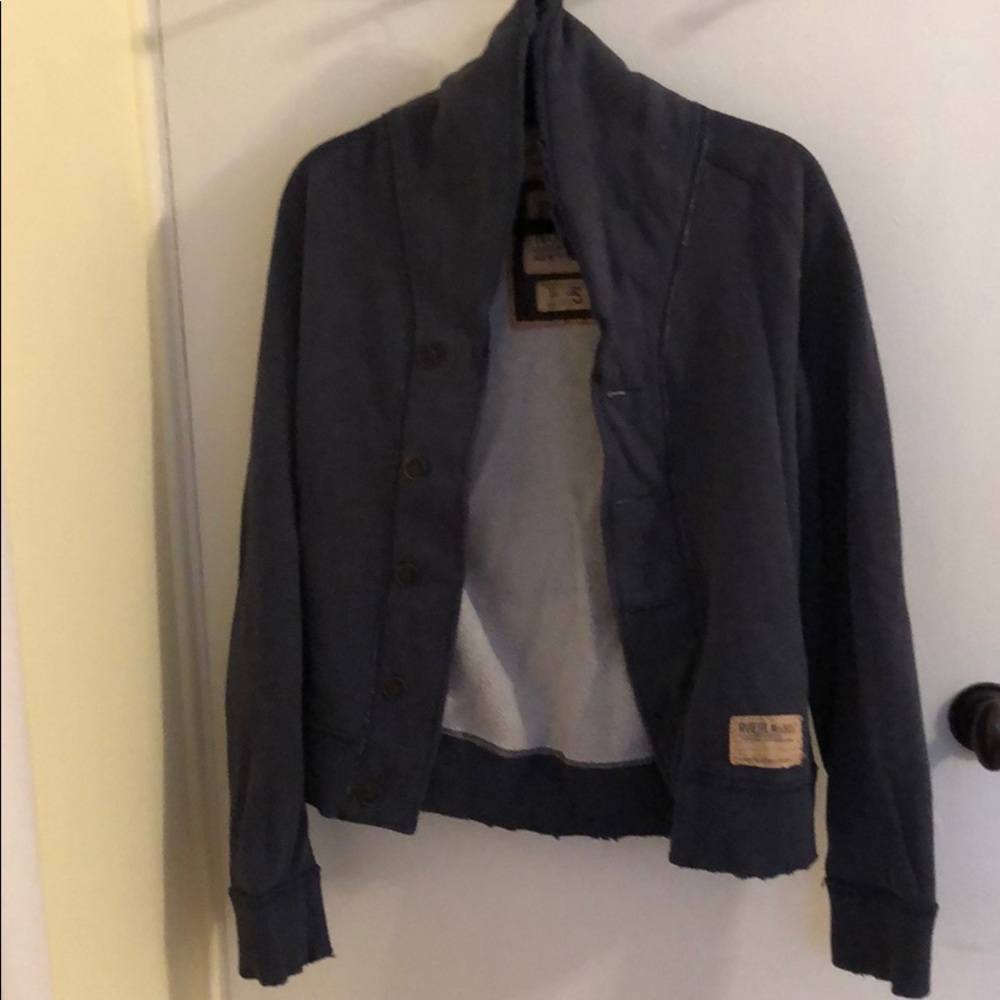 Navy button sweatshirt